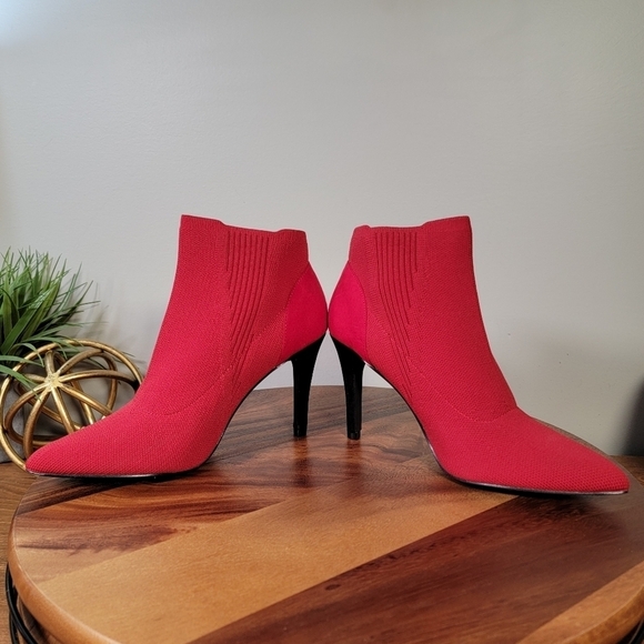 MIA Red sock Knit Stiletto ankle Boots Booties Heels Size 7.5 - Picture 9 of 17